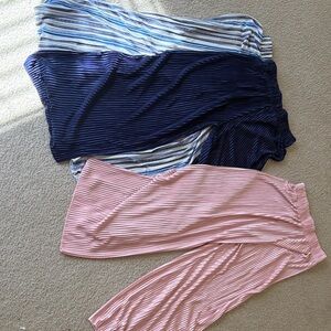 Striped Navy and Pink Wide-Leg Pants